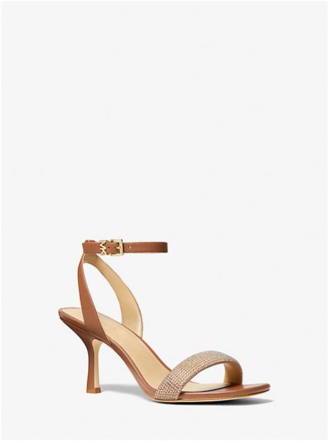 michael kors carrie|Carrie Embellished Leather Sandal .